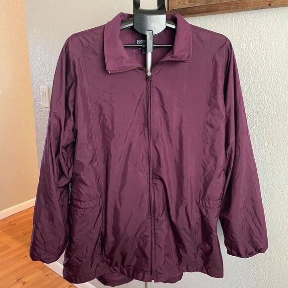 Lands' End Women's Lightweight Rain Jacket Windbreaker Plum Plus Size 2X 20W 22W - Picture 1 of 4
